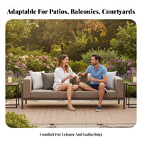 4 Pieces Waterresistant 4-Piece Wicker Sofa Set sun-resistant Outdoor Furnishing Woven design Patio Group All-Weather for Families, Homeowners, Adults, Balcony, Garden, spineyard, waterside