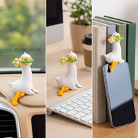4 Pieces Mini Goose Figurine Set Small Miniature Figure White for Drivers