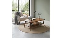 Space Saving Modern Minimalist Tea Table Thickened Tabletop Modern Coffee Table Sturdy Wood Legs Easy to Clean for Renters, Small Areas, Bedroom