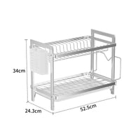 Dish Drainage Rack with Drain Board Rectangular Frame Stainless Steel Dish Drainage Rack Large Capacity Kitchen Organizer