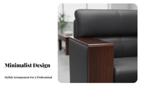 Long-Lasting Construction Modern Business Sofa Ergonomic Design Black Faux Leather Sofa Easy Maintenance Single Seater Office Armchair Wide Armrests for Clients, Homeowners, Apartment Dwellers, Meeting Area, Small Areas, Bedroom