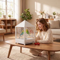 Bird Cage with Pull-out Tray Decorative Bird Cage with Slide-out Tray Portable for Living Room, Balcony