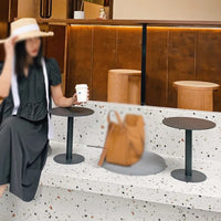 工业风咖啡奶茶店卡座小圆桌饮品餐厅矮桌台阶桌子铁艺小茶几边几 橘色：桌面直径40*高30CM