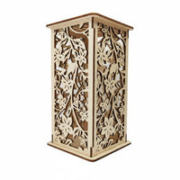 Wooden Vase Cut Pattern Carved Wooden Vase Lightweight Floral Holder for Living Room, Tabletop, Shelf