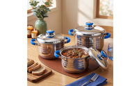 3 Pieces Stock Pot with Lid Even Heating Stainless Steel Pot Mirror Polished Cookware for Home Cooks