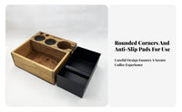 Space Saving Walnut Espresso Tamping Station Stylish Design Espresso Tamping Station Long-Lasting for Home Coffee Enthusiast S, Cafe