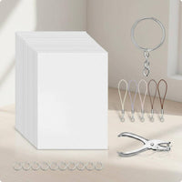 141 Pieces Shrink Keychain Kit Easy to Use Keychain Charm Making Kit Decorate and Bake Shrink Craft Set for School Projects