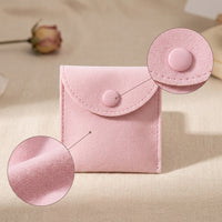 Thickened Snap Button Velvet Jewelry Pouch Drawstring Storage Bag for Rings Earrings Necklaces