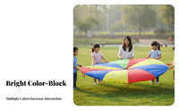 Parent-Child Interaction Whack-a-Critter Parachute Game Indoor & Outdoor Use Rainbow Play Parachute with Holes Teamwork Building Kids Cooperative Game Mat Bright Colors for Preschoolers, Parents, Kindergarten, Early Education Centers, Playgrounds