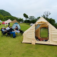 Yellow inflatable air tent for 5-6 people, automatic inflatable camping tent 300x210x200cm, waterproof family tent with air pump