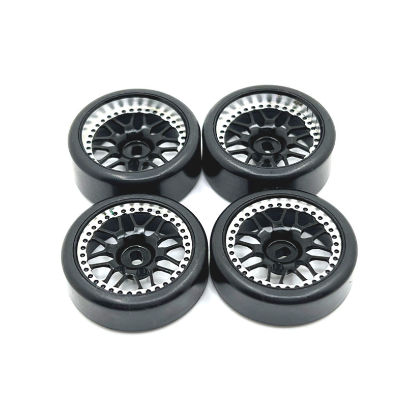 RUICHEN TECHNOLOGY 1/28 RC Car Metal Upgrade 27mm Drift Wheel Hub and Tire for Wltoys Kyosho Mini