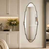 French Retro Full-Length Mirror, 165cm, Dressing Mirror, Mirror, Arch Shape, Shatter-Resistant Processing