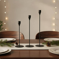 3 Pieces European Design Metal Taper Candle Holder Wrought Iron Modern Slender Candlestick Elegant Centerpiece Tall Candlestick Set for Christmas, Birthday, Wedding, Dinner Party