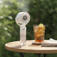 Compact Handheld Misting Fan Mini Portable Fan with Water Reservoir 3-Speed Cordless for Travelers