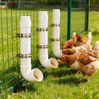 3 Pieces PVC tube Hanging Chicken Feeder Heavy Duty Chicken Feeder with Elbow Wear-Resistant for Owners