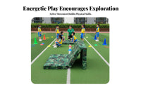 Adjustable Obstacles Kids Obstacle Course Modular Design Children's Physical Training Set Heavy Duty Climbing and Crawling Playset Easy Installation for Preschoolers, Playground, Daycare