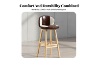 Modern Design Upholstered Low-Back High Stool Built-in Footrest Upholstered Stool with Backrest Padded Cushion Counter Chair Stable Frame for Homeowners, Families, Business Owners, Home Bar, Reception Desk, Restaurant, Kitchen Island