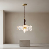 Soft Ambient Radiance Wood and Glass Hanging Lamp Adjustable Height Vintage Glass Ceiling Light Easy to Clean Braided Cord Ceiling Lamp for Kitchen Island, Balcony