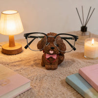 Cuddly Animal Figure Eyeglass Holder Textured Desktop Eyeglass Holder Pink Ribbon Accessory