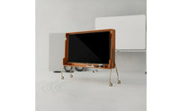 Solid Wood Mobile TV Stand Space Saving Mobile TV Stand with Mount Cable Management Retro Media Console for Bedroom