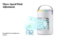 Large 600ml Water Reservoir Desktop Misting Fan 3 Speeds USB Air Conditioner Fan Adjustable Timer for Office, Bedroom, Dorm Room