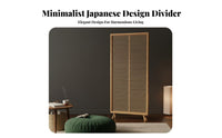 Japanese Aesthetic Freestanding Slatted Screen Modern Minimalist Design Room Divider Movable Partition Wall No Installation Required for Home Decorators, Interior Designers, Small Business Owners, Entryway, Bedroom, Studio Apartment