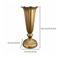 Retro Trumpet Vase Scalloped Ribbed Vase Tall Decorative for Florists, Wedding Planners