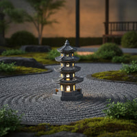 Structure Lantern with Solar Light Stone-Look Pagoda Lantern with Solar Light