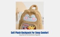 Cute Chipmunk Backpack, Plush Lightweight Shoulder Bag, Cartoon Design, Travel, Girls, Versatile