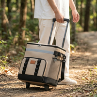 35L Large Capacity Insulated Cooler Bag with Wheels for Outdoor Picnics and Fishing