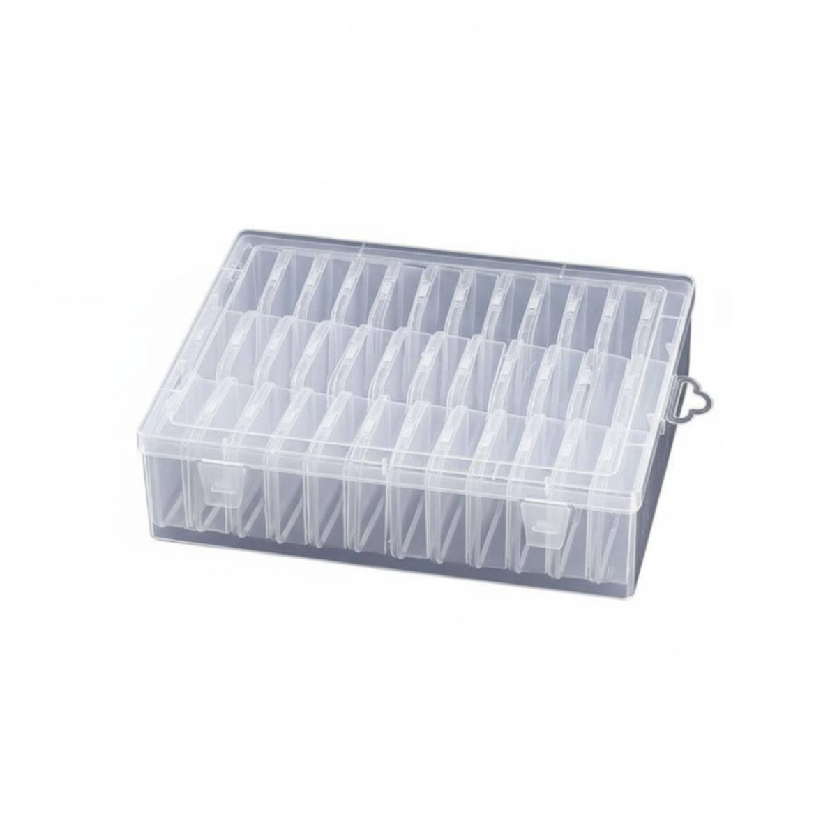 Clear Compartment Storage Case Dust-Resistant 24 Grid Box Secure Latch Organizer for Hobbyists