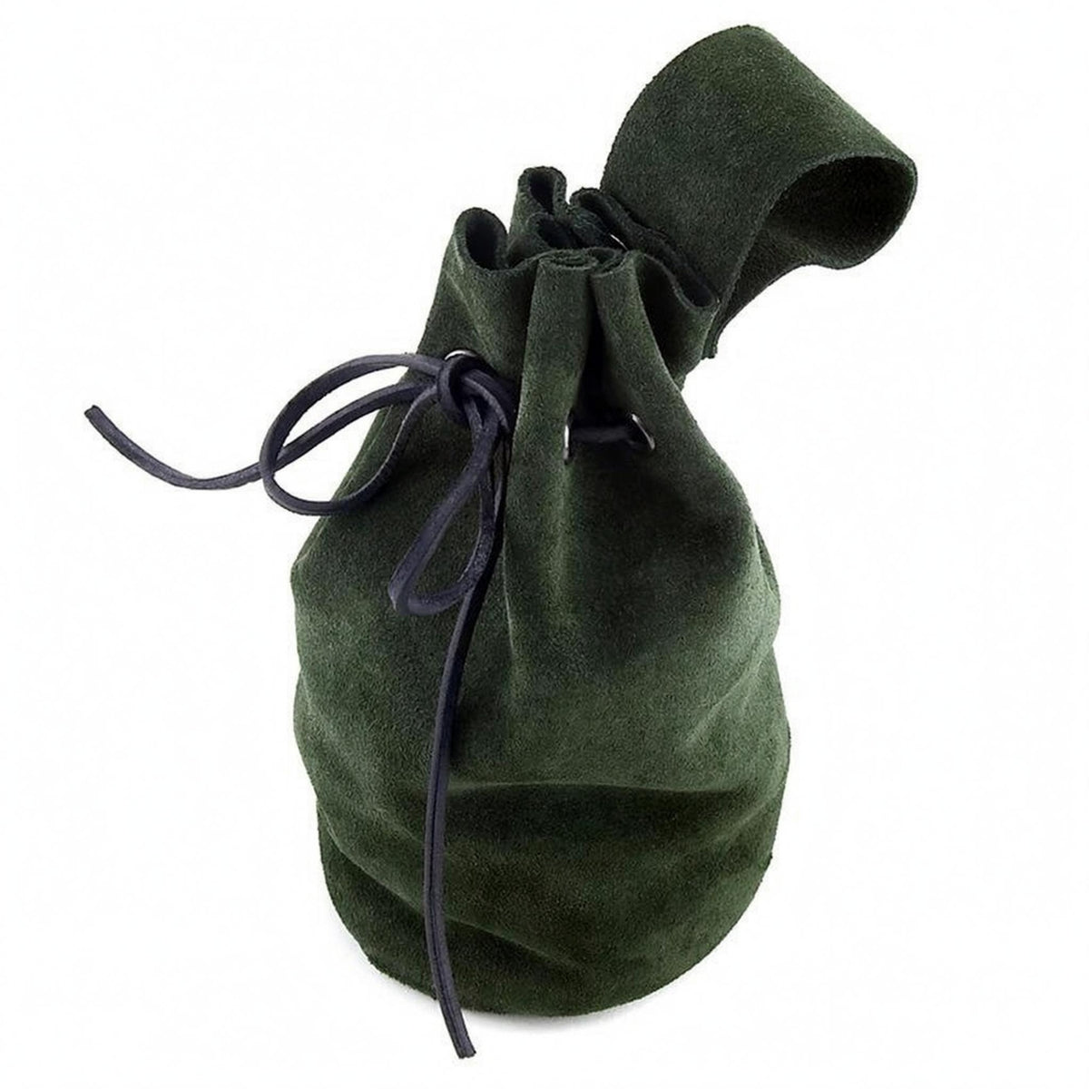 Textured Suede Pouch Bag Gathered Top Soft Drawstring Pouch Plain Corded Tie Bag