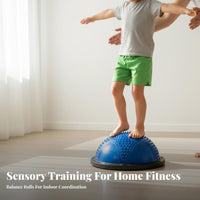 Sensory Training Half Balance Ball Multi-Functional Half Exercise Ball Non-Slip Wobble Balance Coach Portable Design for Children, Toddlers, Adults