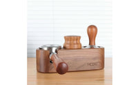 Silicone Pads Wooden Portafilter Stand Natural Wood Grain Portafilter Holder Stand Single-Piece Espresso Tool Organizer Compact