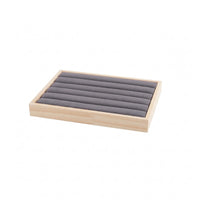 Grooved Jewelry Tray Wood-Look Jewelry Display Tray Accessory Storage Padded Shallow