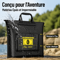 Reinforced Waterproof Fishing Bag, Black Carbon Fiber Fishing Bag, with Zipper and Side Pocket, for Voluminous Equipment