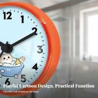 Drill-Drillless Waterproof Shower Clock Fogproof Cartoon Bathroom Clock Silent Movement for Children, Kitchen