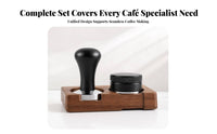 2 Pieces Two-Piece Espresso Tamper Set Portafilter Espresso Tamper Kit Black and Silver Coffee Distributor Cylindrical