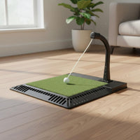 Green Turf Golf Practice Mat Rubber Base Golf Hitting Mat Raised Frame Sports Equipment Drainage Grooves