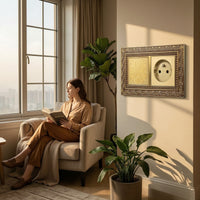 Brass Switch Cover Gold-Toned Electrical Faceplate Decorative Wall Plate Textured Hardware Retro for Interior Designers