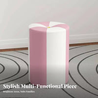 adaptable Small Round Upholstered Pouf Space-Saving Stool Comfortable padding Footstool long-finaling for Children, Families, Entryway, Living Room, Bedroom, Nursery
