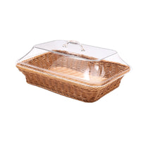 Bread Basket with Acrylic Lid Rectangular Bread Basket with Lid Hygienic for Dining Table