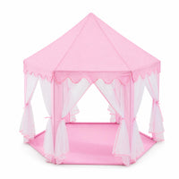 Six-Sided Hexagonal Play Tent Transparent Curtains Princess Play Tent Pointed Roof Toy Shelter Decorative for Children