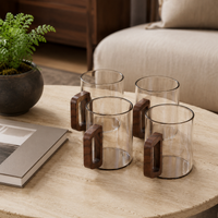 Mug Tree Holder, Stainless Steel Cup Drying Rack with Wooden Base, Walnut Colour Anti Rust Space Saving Countertop Organiser