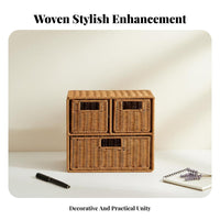 Multi-Drawer Organizer Rattan Weave Design Organizing Box Pull-amethod Drawers