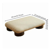 Small Rectangular Japanese Tatami Low Stool White Textile Dark Wooden Legs Upholstered Japanese Tatami Low Stool