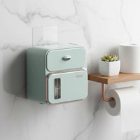 Waterproof Toilet Paper Holder Easy Installation Wall Mounted Tissue Box Multi-Function Dispenser Lavatory Storage Box with Drawer