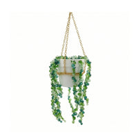 Hanging Plant Pot Ornament Beaded Plant Hanger with Beads Decorative Disco Ball Planter with Chain for Window, Porch, Balcony
