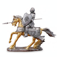 Equestrian Knight Horse Figurine Armored Knight Horse Textured Base Equestrian Sculpture Realistic Details for Home Display