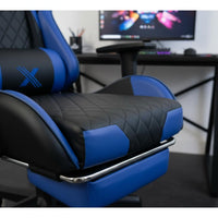 Adjustable Height Gaming Chair 360-Degree Swivel Blue and Black Gaming Chair Effortless-Rolling Wheels Support for Gamers, Streamers, Internet Cafe
